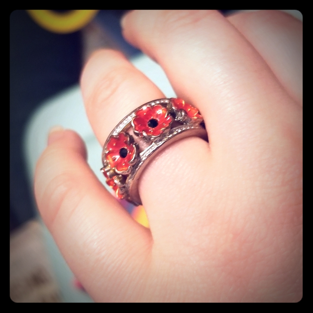 Silver Plated Poppy Flower Eternity Band